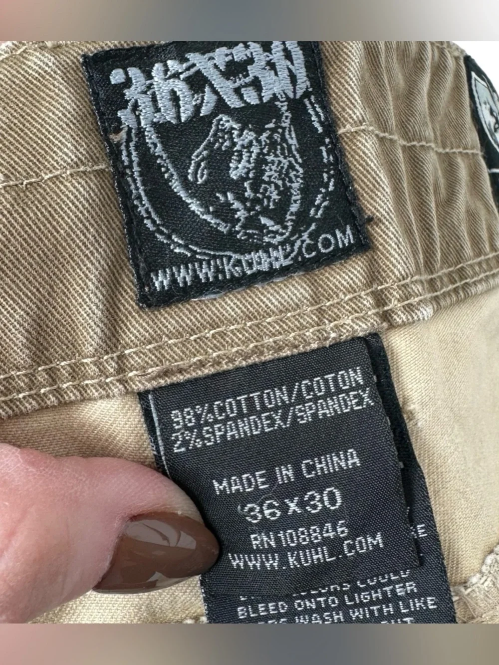 Kuhl Rydr Khaki Brown Anatomical Hiking Outdoor Rugged Work Pants Men’s Sz 36x30